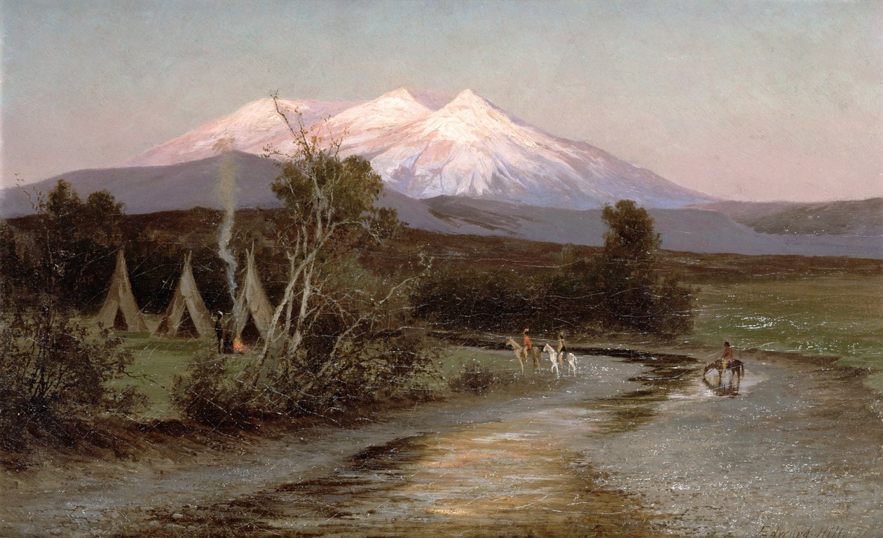 Sierra Blanca auringonlaskun aikaan itään päin Palmiliasta, New Mexicosta, 1894 tekijältä Edward Hill