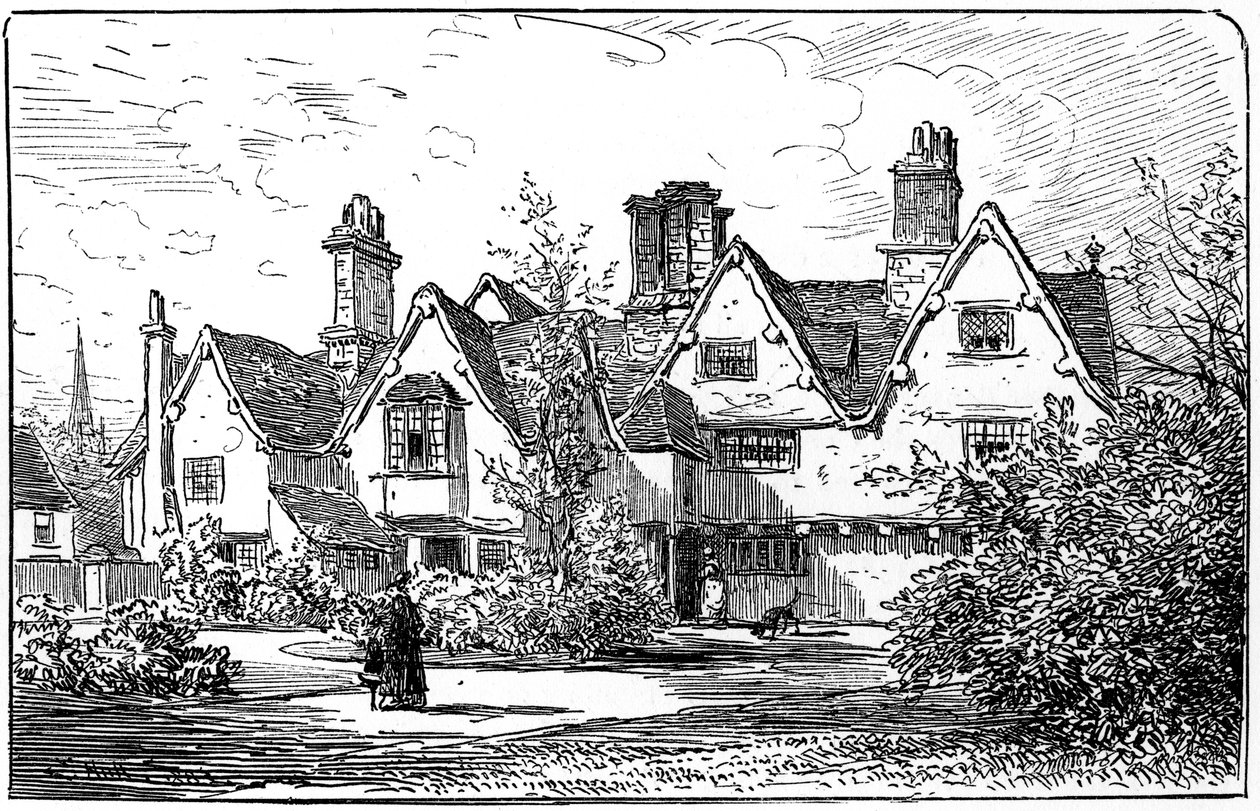 Tohtori John Hallin talo Stratford-upon-Avonissa Warwickshiressä, 1885. tekijältä Edward Hull