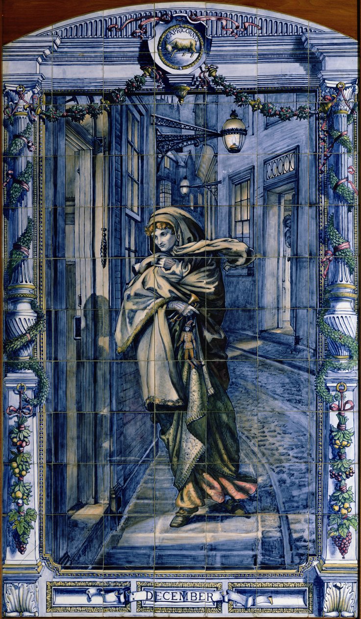 Joulukuussa hollantilaisen keittiön laattapaneelisarjasta, 1867-8 tekijältä Edward John Poynter