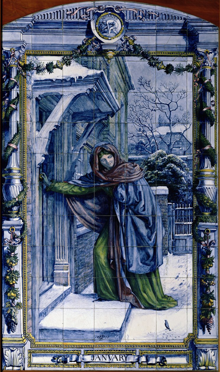 tammikuuta hollantilaisen keittiön laattapaneelisarjasta, 1867-8 tekijältä Edward John Poynter