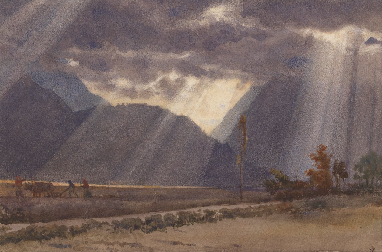 Paisagem perto de Argeles - Gazost no sopé dos Pirenéus Finlandês tekijältä Edward John Poynter