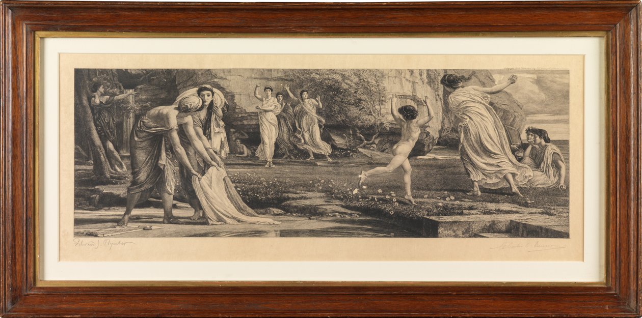 Nausicaa ja hänen palvelijansa (kaiverrus) tekijältä Edward John Poynter