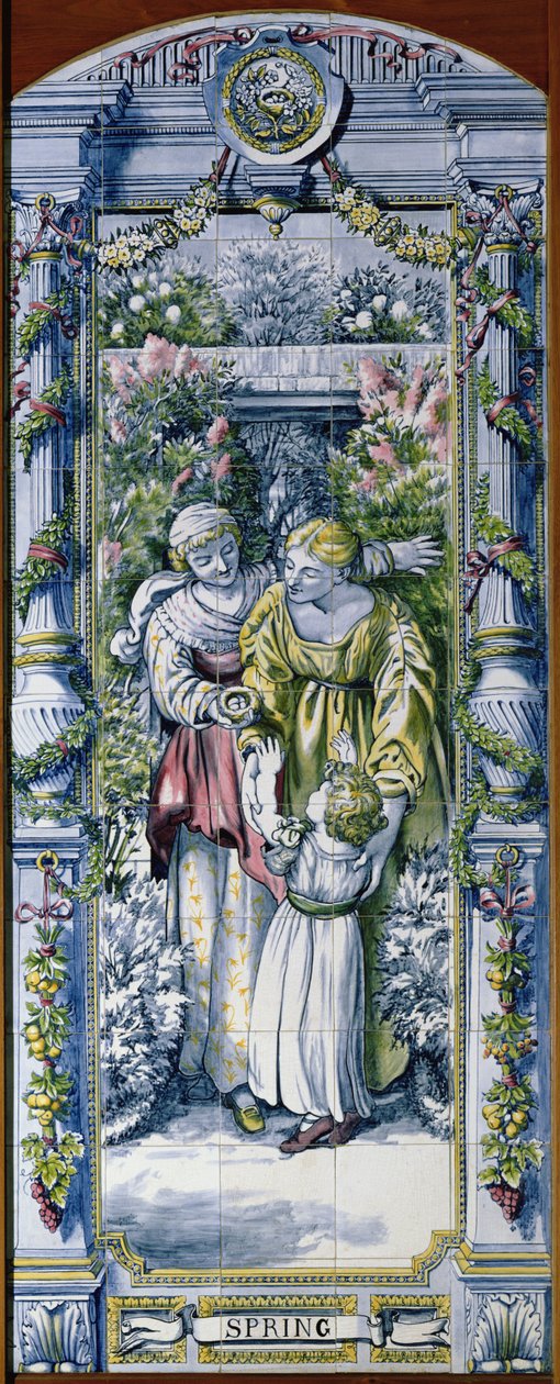 Kevät, sarjasta laattapaneeleja, jotka on suunnitellut Sir Edward Poynter ja valmistanut Minton, Campbell and Company, hollantilainen keittiö, 1867-8 (keraaminen) tekijältä Edward John Poynter