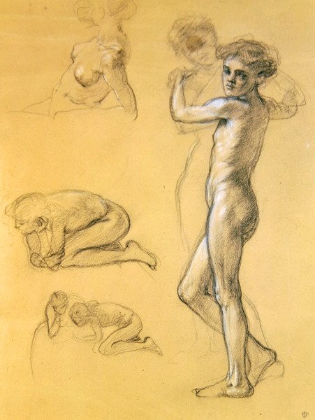 Study for Idle Fears (III), 1893 (liitu paperille) tekijältä Edward John Poynter