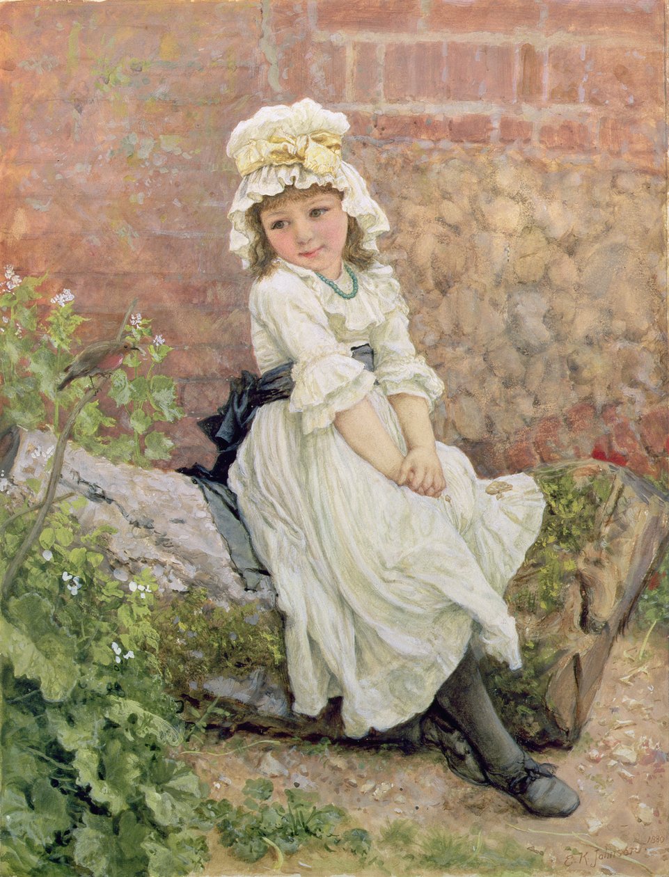 Uusi ystävä, 1880 (wc korotettu valkoisella) tekijältä Edward Killingworth Johnson