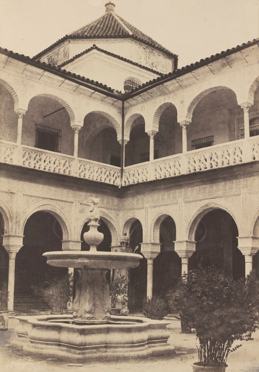Espanja. Sevilla, Medina Celin herttuan talon, joka tunnetaan Pilatuksen talona, sisäpiha, 1853 (kuva). tekijältä Edward King Tenison