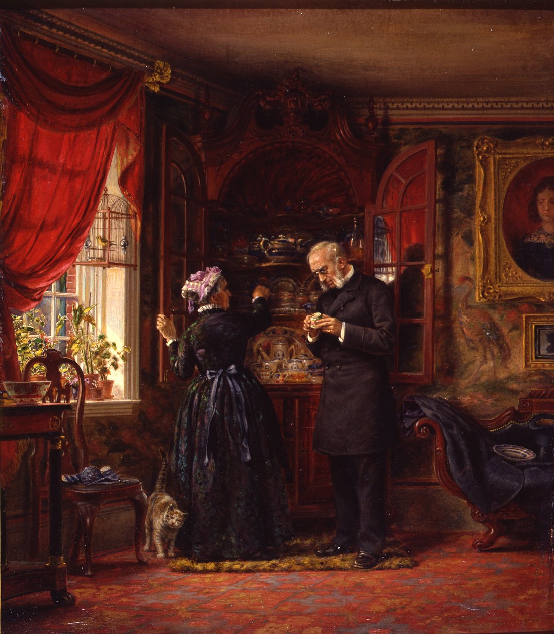 Vanhan Kiinan rakastaja, 1880 (öljy akateemiselle taululle) tekijältä Edward Lamson Henry