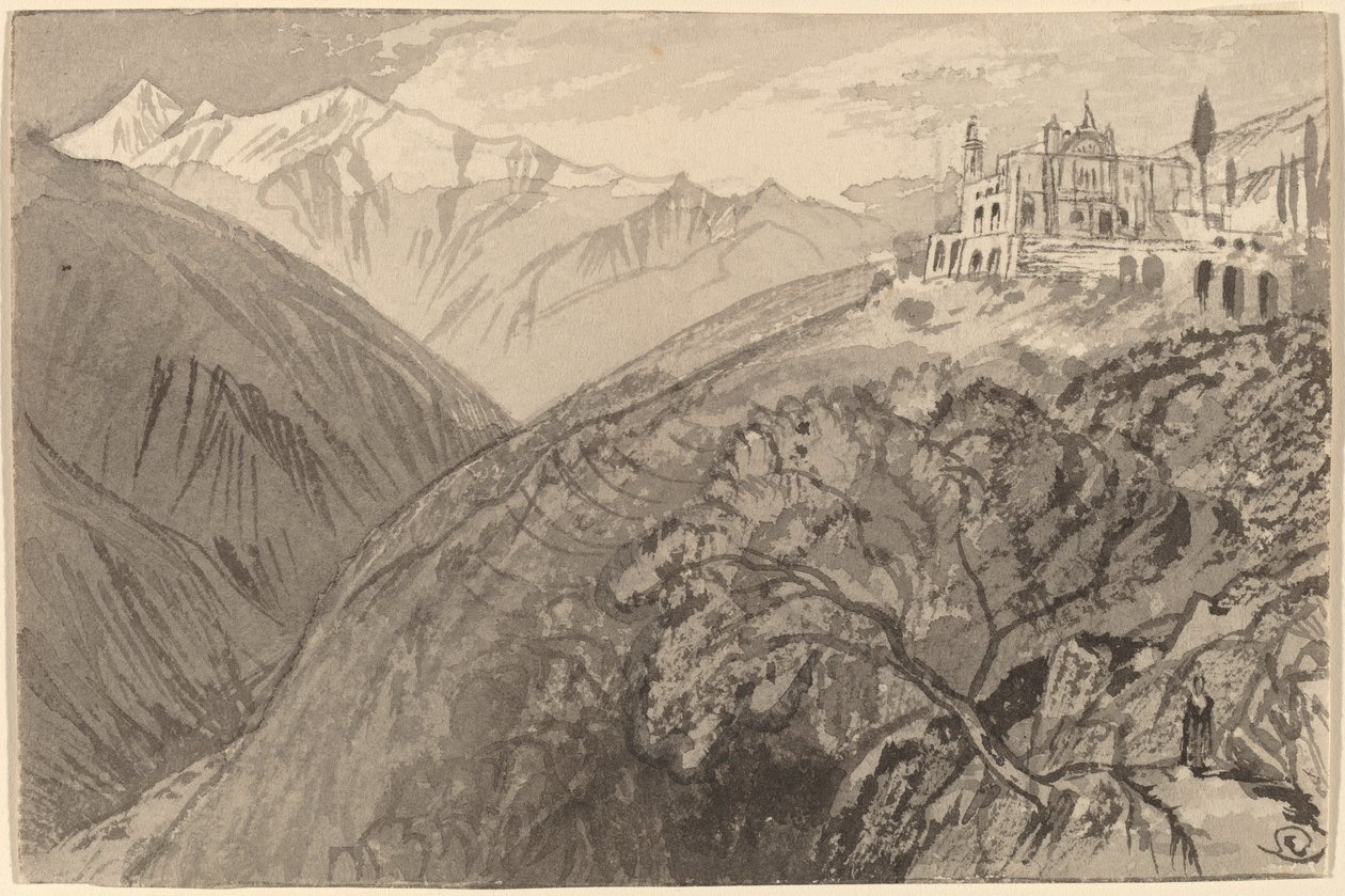 Kaupunki kukkulan laella Lampedusan pyhäkössä, 18841885. tekijältä Edward Lear