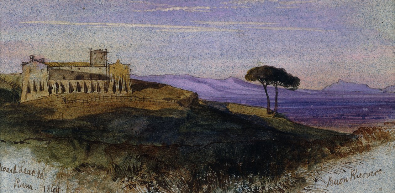 Näkymä roomalaiseen Campagnaan, 1844 tekijältä Edward Lear