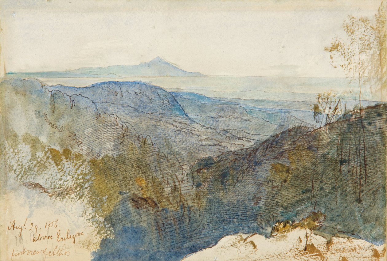 Kaukaisempi näkymä Athos-vuorelle tekijältä Edward Lear