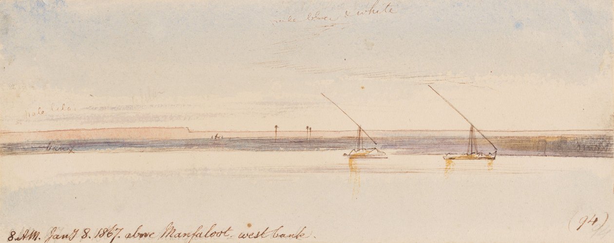 Manfalootin yläpuolella; klo 8.00, 8. tammikuuta 1867 (94) tekijältä Edward Lear
