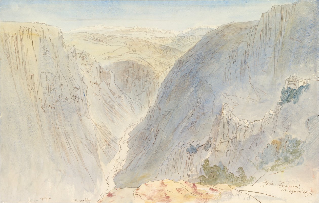 Agia Paraskevi, Epiros, Kreikka, 13. huhtikuuta 1857. tekijältä Edward Lear
