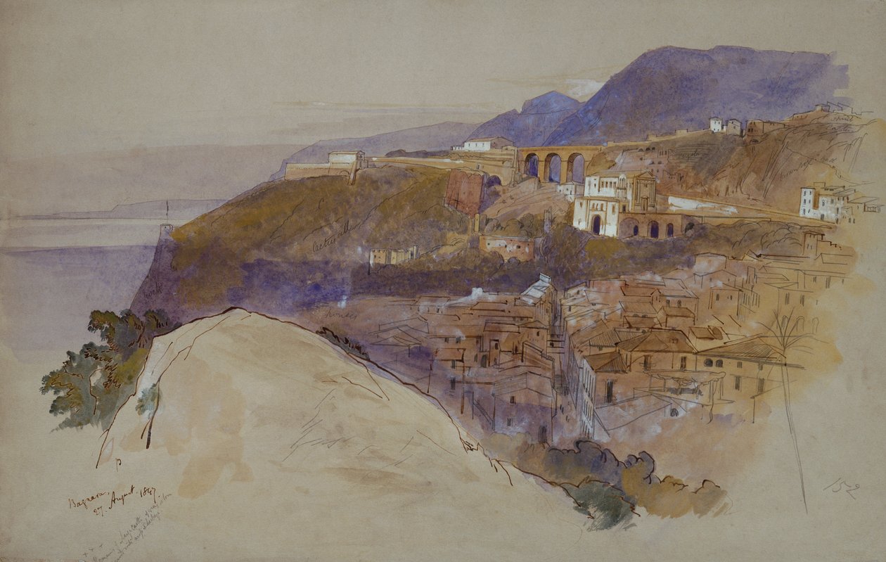 Bagnara Messinan salmen yläpuolella tekijältä Edward Lear