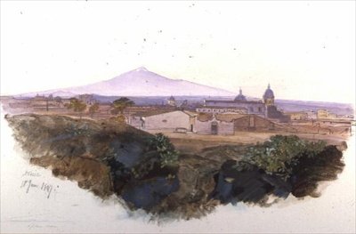 Catania: 1847 (kynä, tussi ja guassi) tekijältä Edward Lear