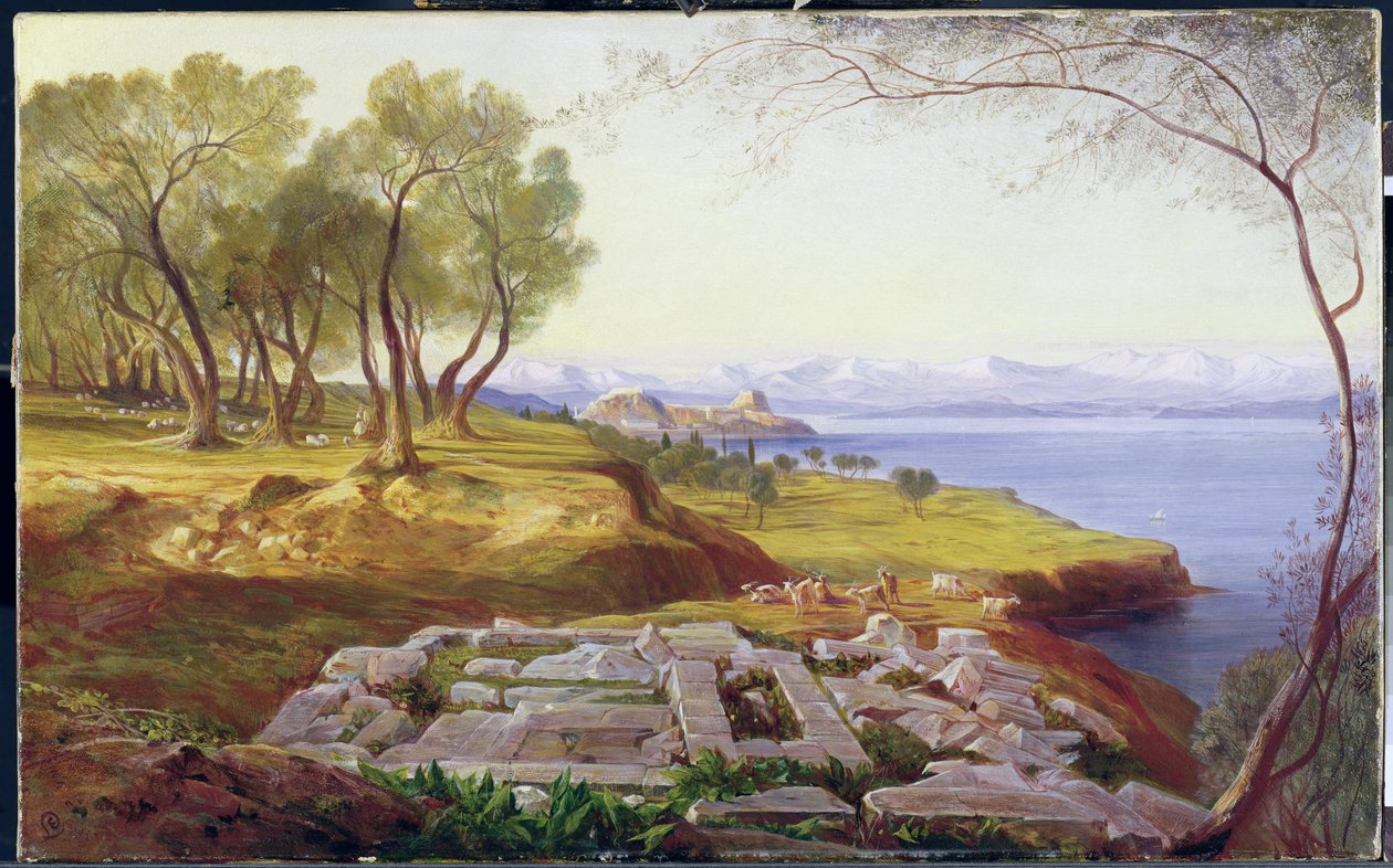 Korfu Ascensionista, n. 1856-1864 (öljy kankaalle) tekijältä Edward Lear