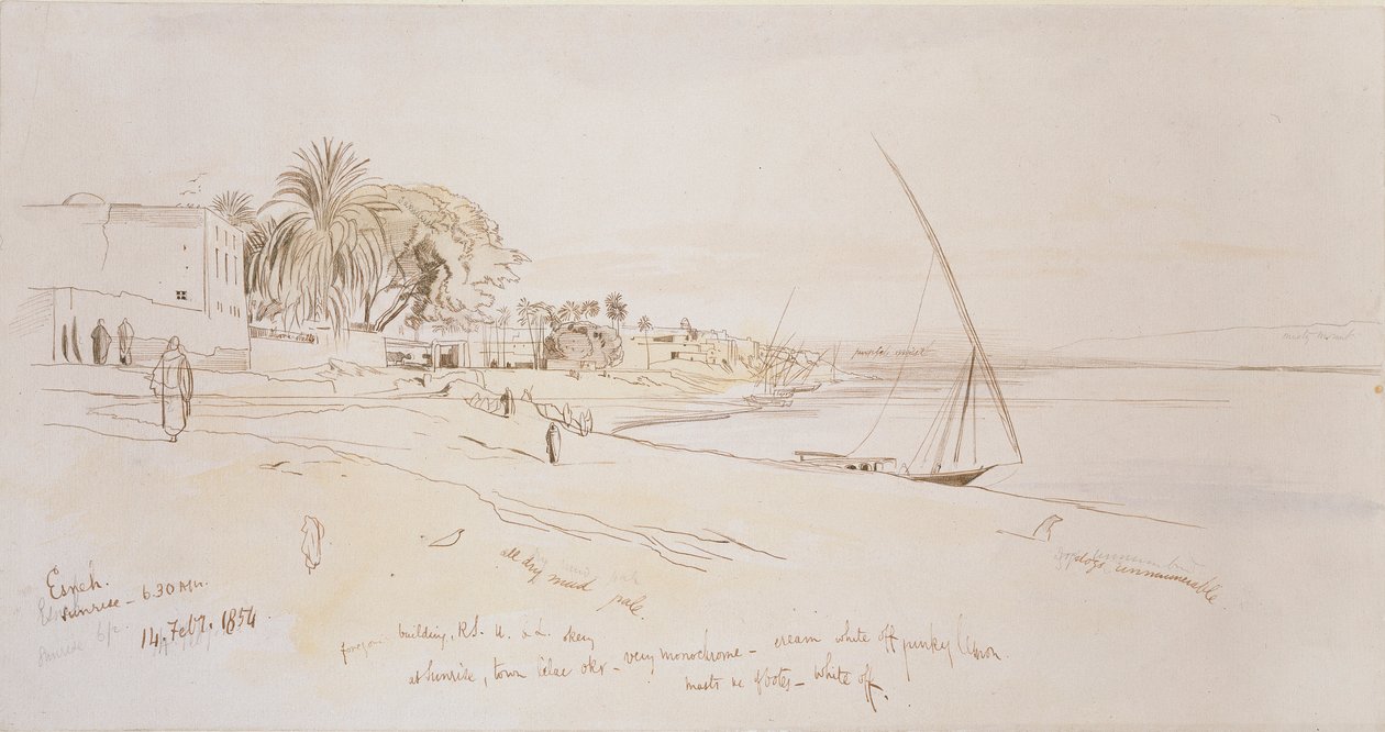 Esneh, Egypti, 1854 tekijältä Edward Lear