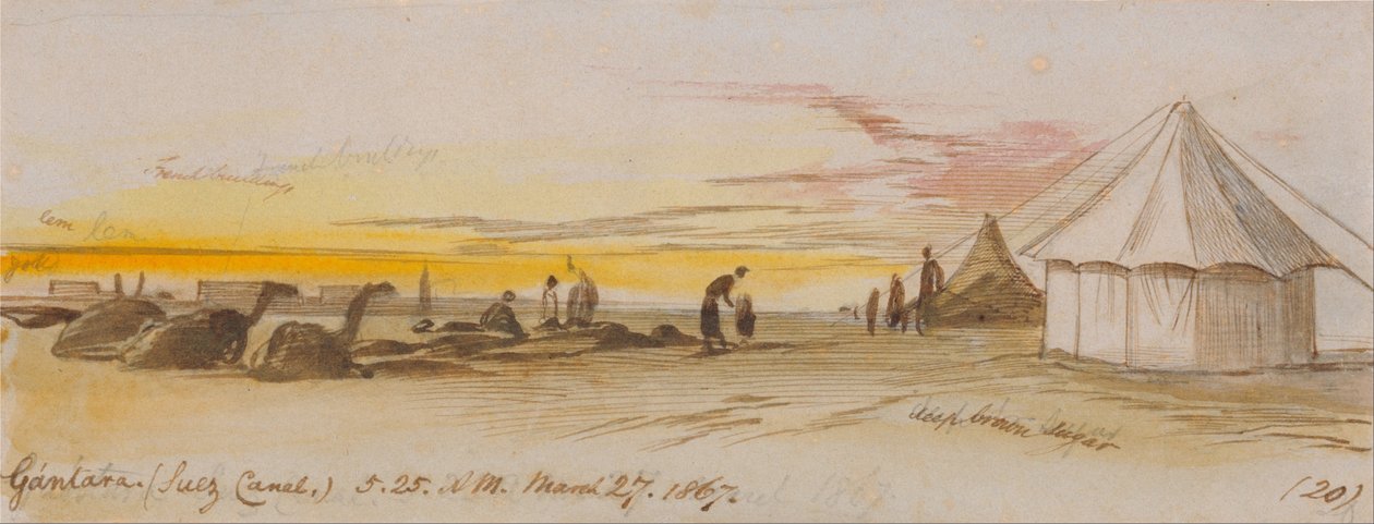 Gantara (Suezin kanava), 5:25, 27. maaliskuuta 1867 (20) tekijältä Edward Lear