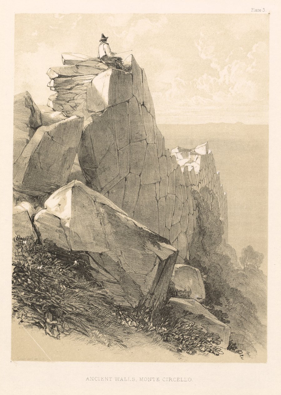 Kuvitettu retki Italiassa (osa II): Ancient Walls, Monte Circello tekijältä Edward Lear