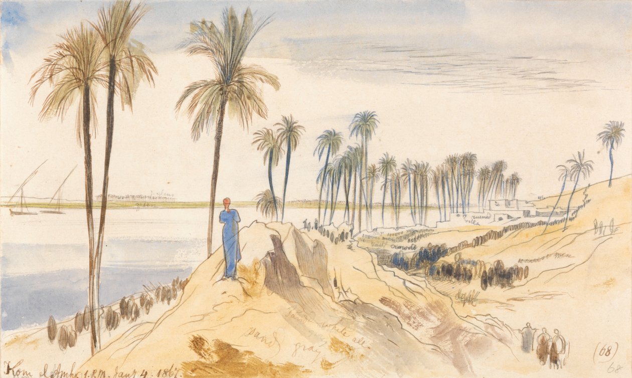 Kom el Amhr, klo 13.00, 4. tammikuuta 1867 (68) tekijältä Edward Lear