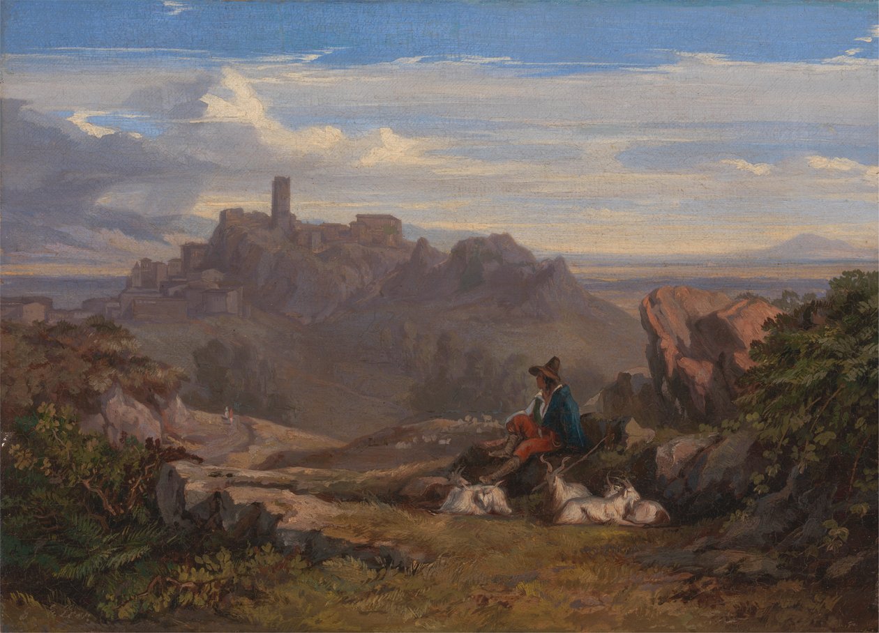 Maisema vuohipaimen kanssa tekijältä Edward Lear