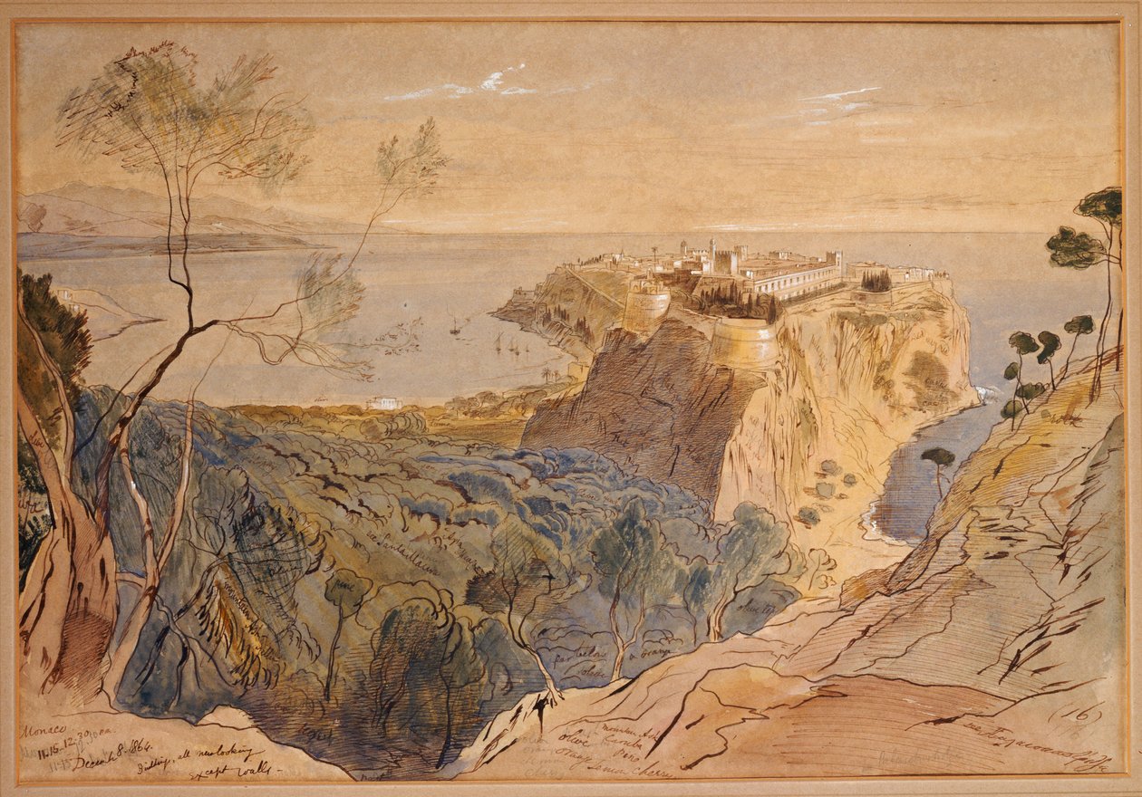 Monaco, 1864 tekijältä Edward Lear