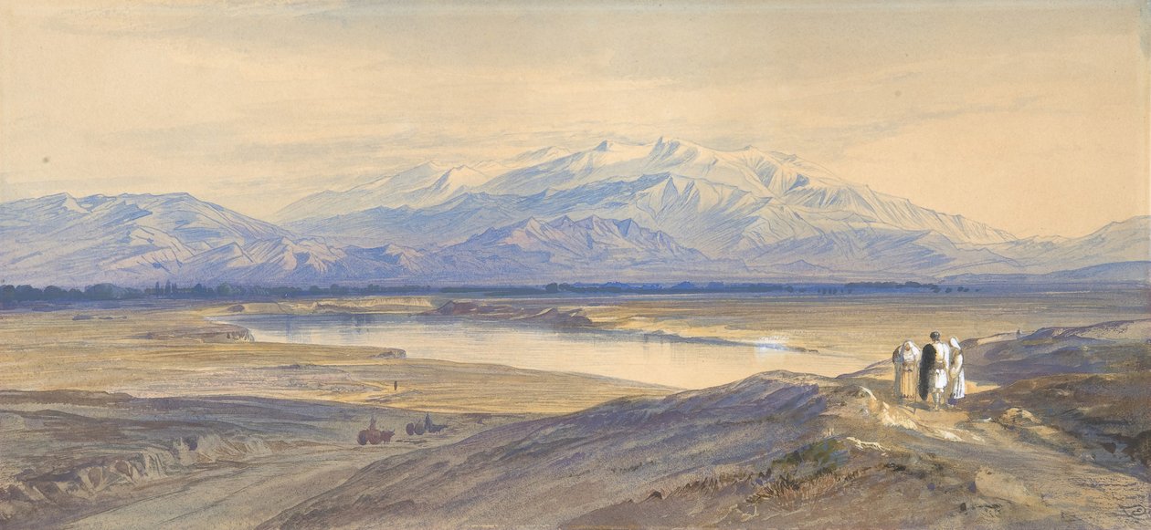 Olympus-vuori Larissasta, Thessaliasta, Kreikasta, 1850-85. tekijältä Edward Lear