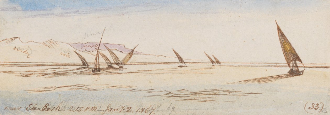 Eb-Boshin lähellä; 2. tammikuuta 1867 klo 14.15 (33) tekijältä Edward Lear
