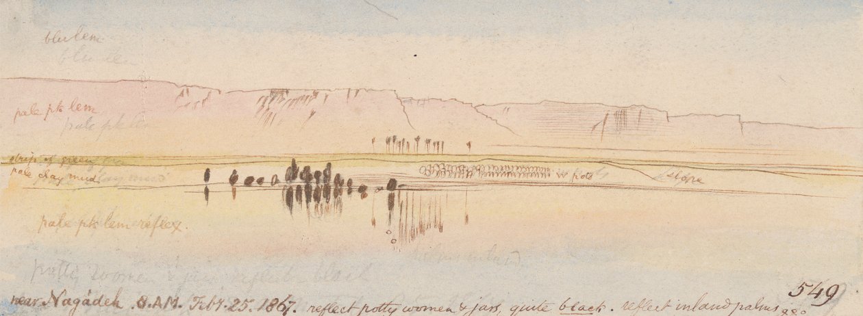 Lähellä Negadeh; 8.00, 25. helmikuuta 1867 (549) tekijältä Edward Lear