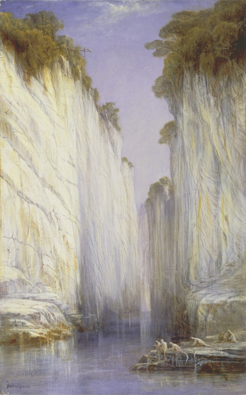 Marble Rocks - Nerbudda Jubbolpore (öljy kankaalle) tekijältä Edward Lear