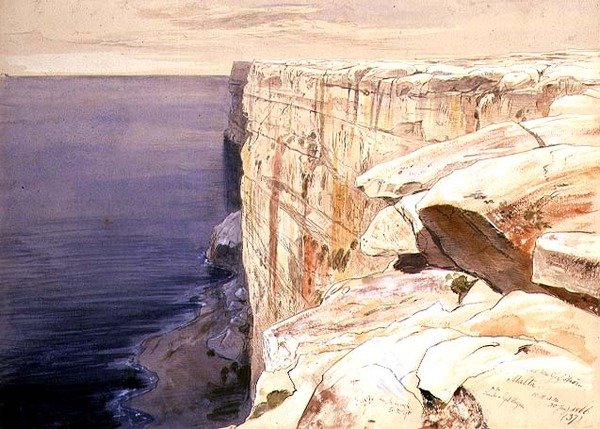 Rocks lähellä Garf Hasania, Malta tekijältä Edward Lear