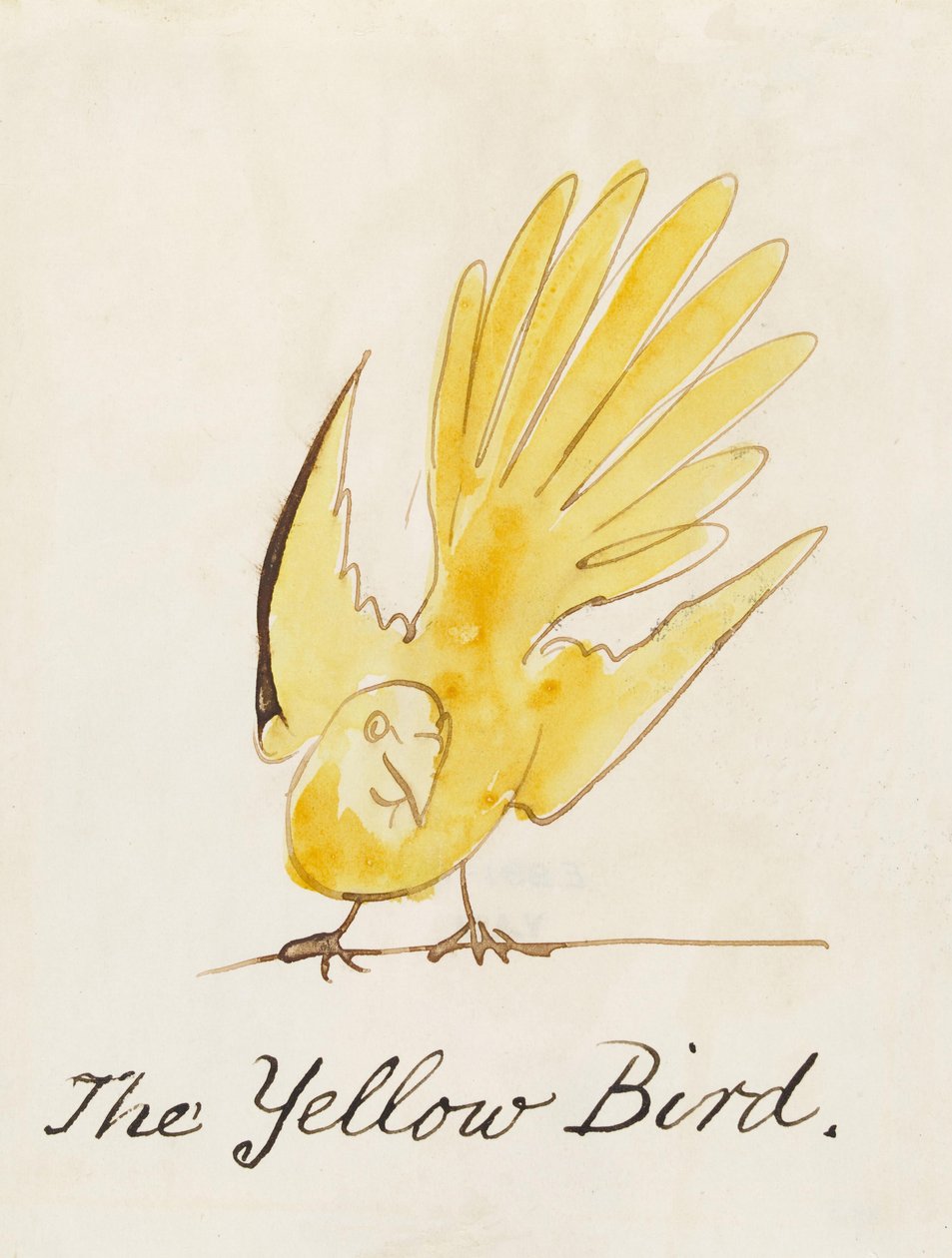 Keltainen lintu, elokuvasta "Sixteen Drawings of Comic Birds" tekijältä Edward Lear