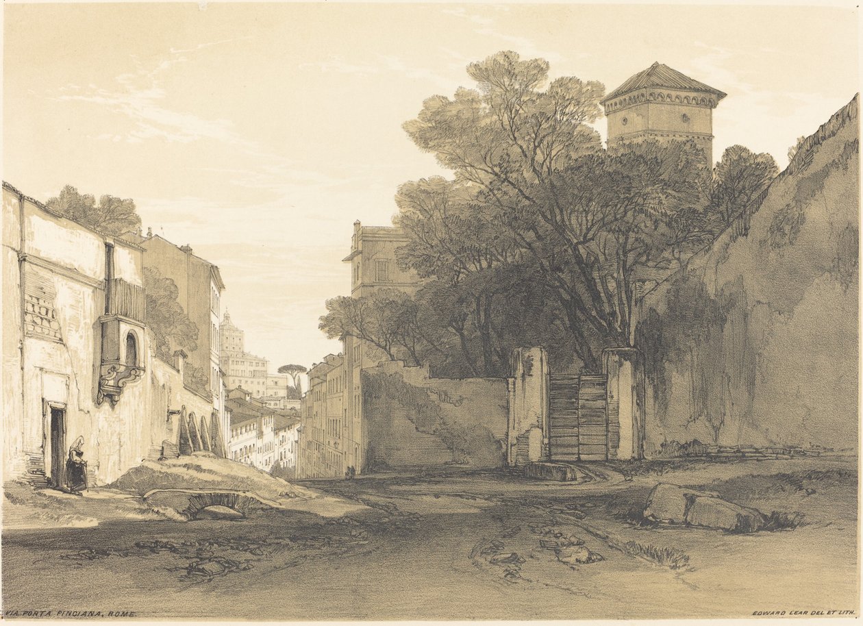 Via Porta Pinciana, Rooma tekijältä Edward Lear