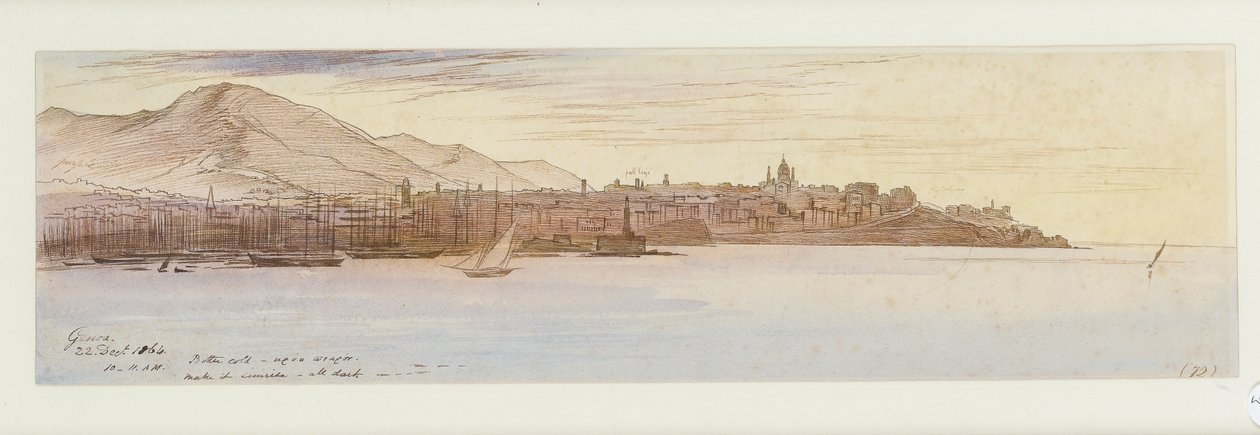 Näkymä Genovasta, 1864 tekijältä Edward Lear