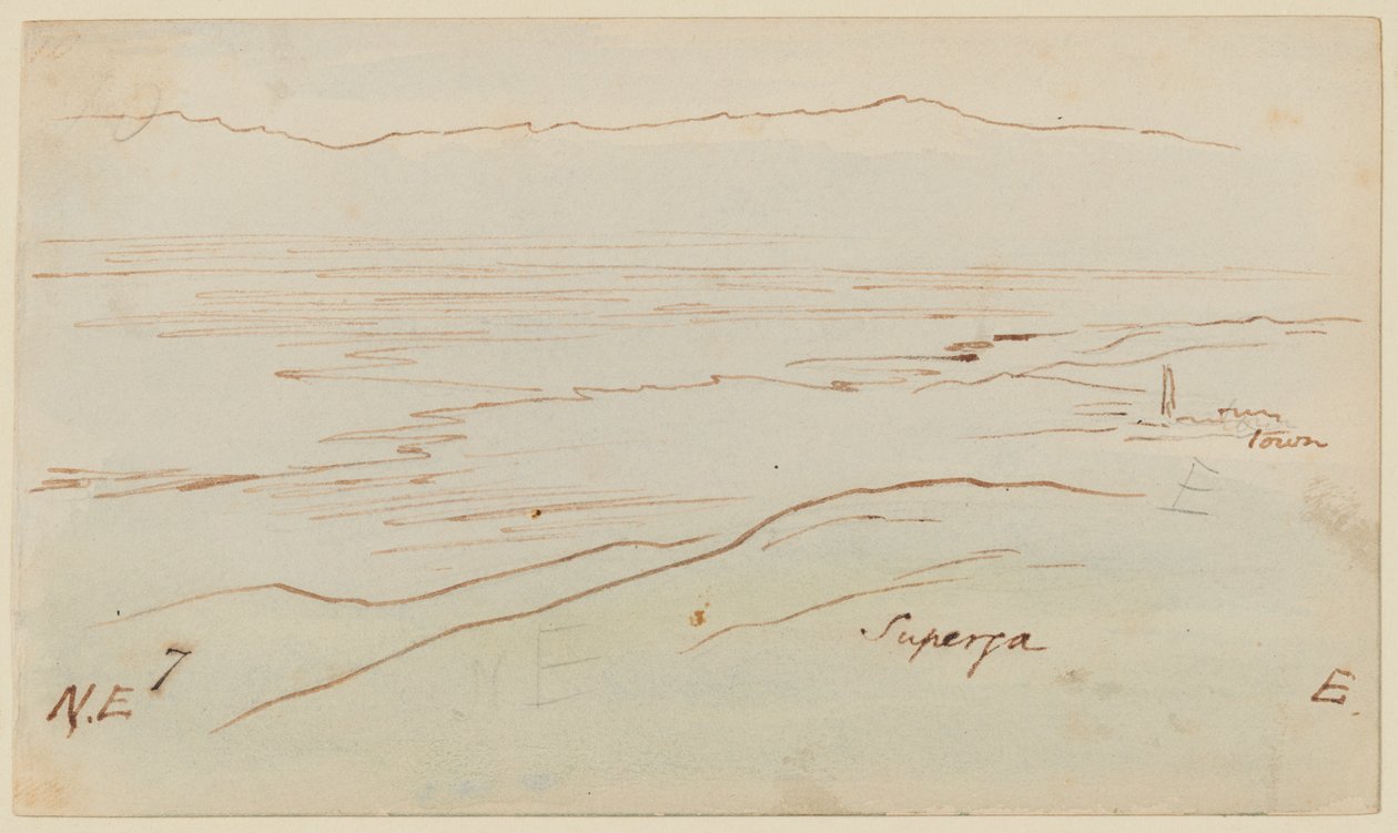 Näkymä Torinoon - maisemanäkymä ja Superga tekijältä Edward Lear