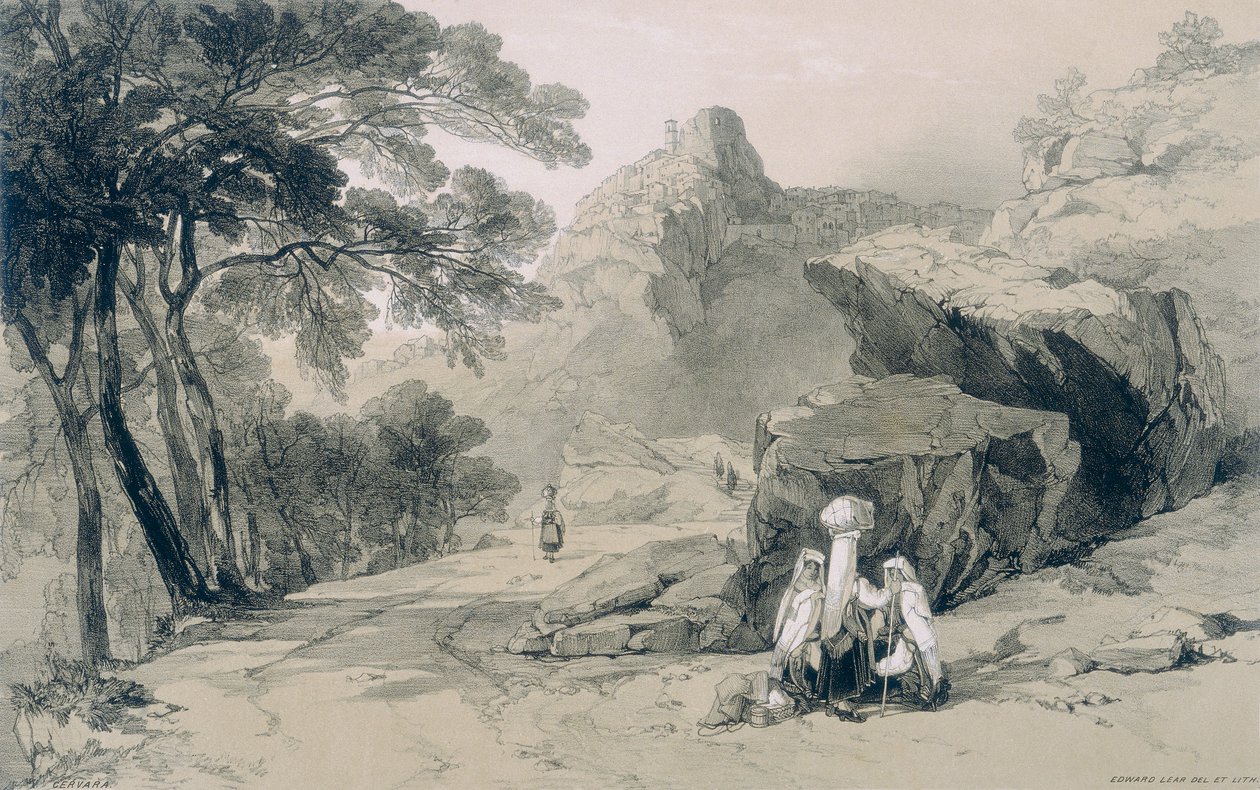 Näkymät Roomassa ja sen ympäristössä: Cervara Subiacon alueella tekijältä Edward Lear