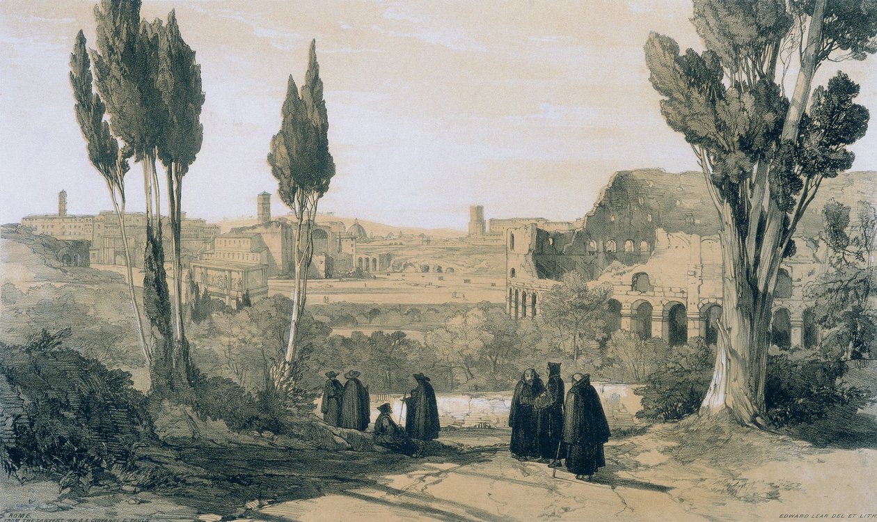 Näkymät Roomassa ja sen ympäristössä: Rooma Ss. Giovanni ja Paolo tekijältä Edward Lear