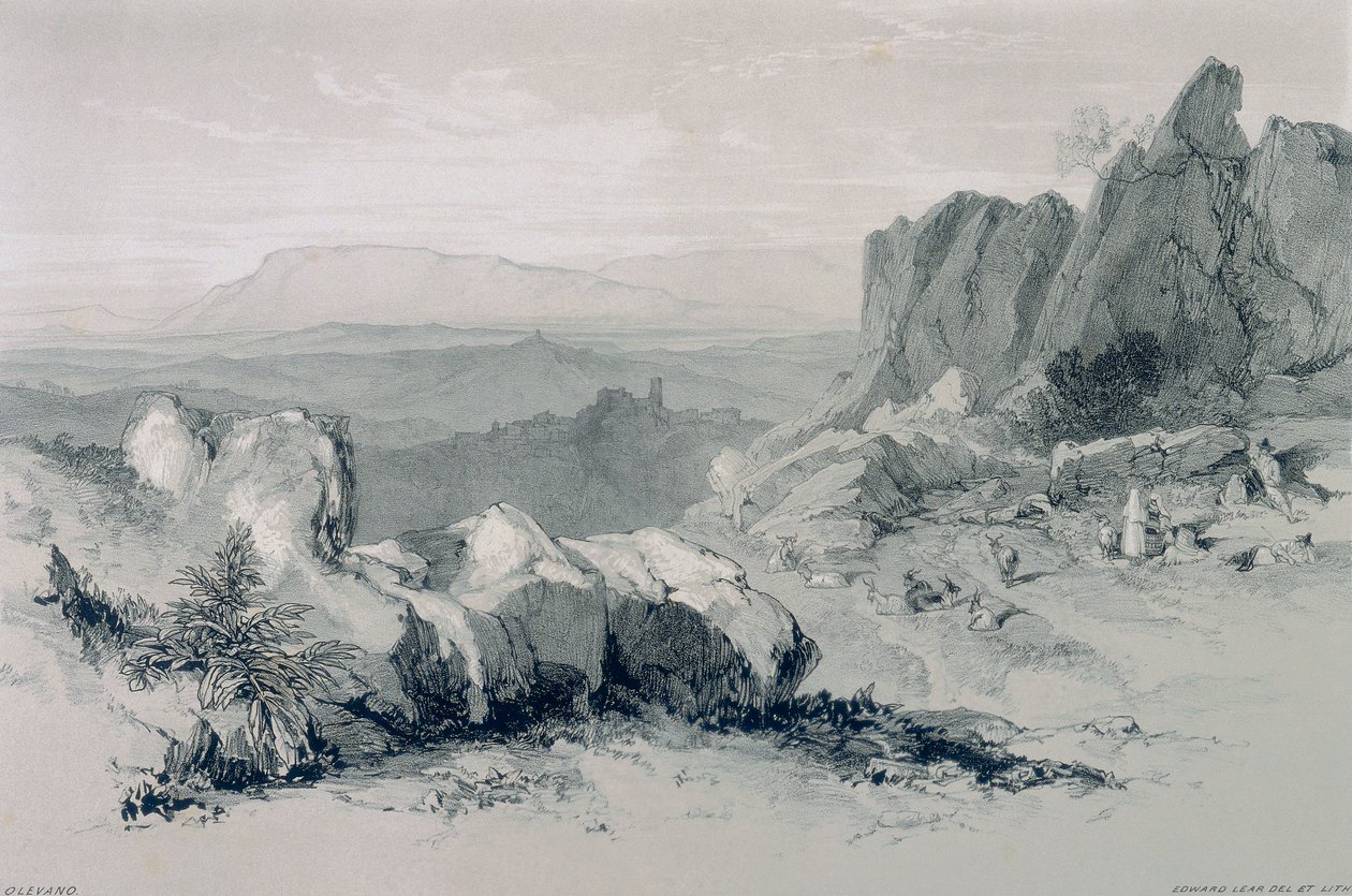 Näkymät Roomassa ja sen ympäristössä: näkymä Olevanoon tekijältä Edward Lear