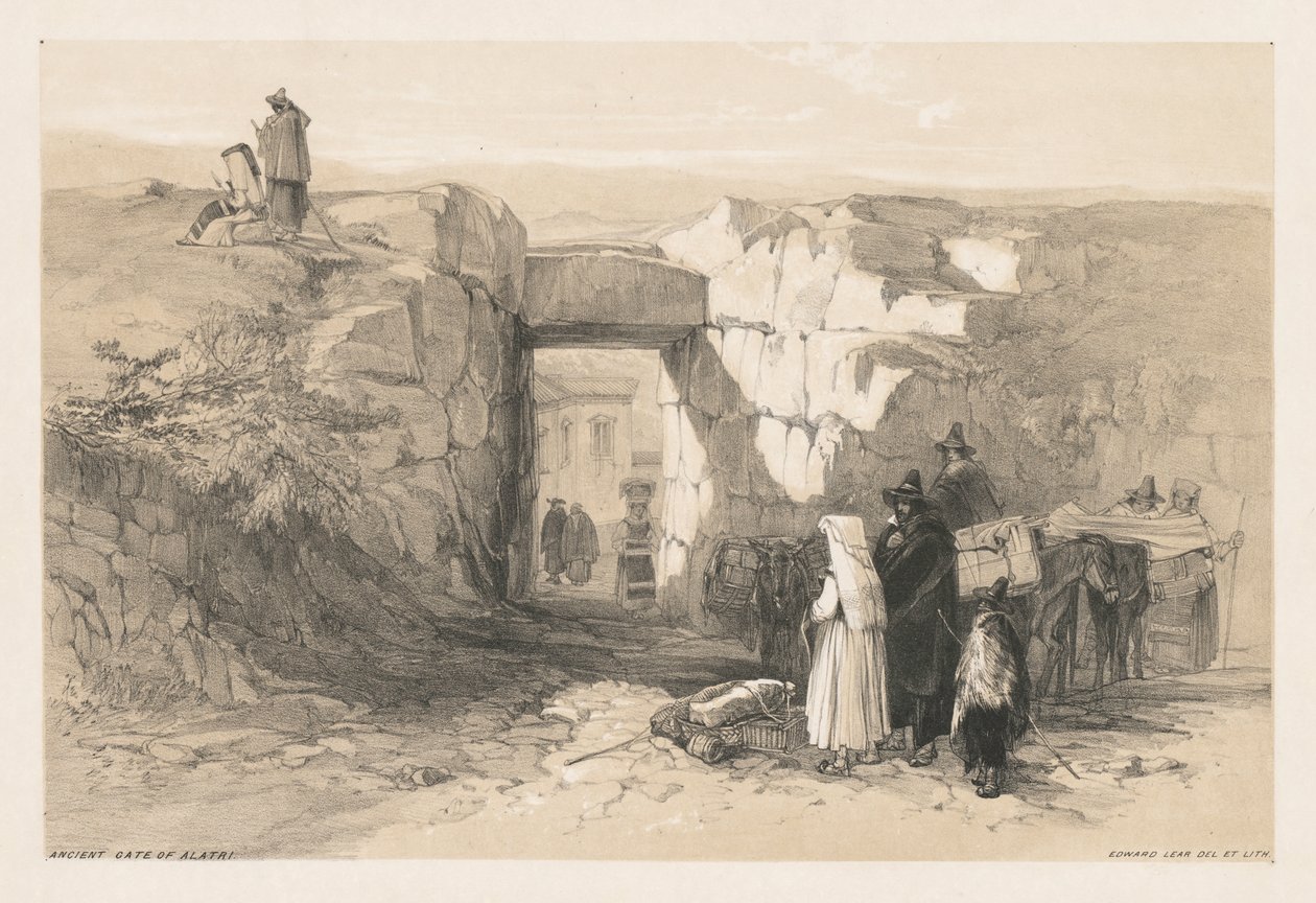 Näkymät Roomaan ja sen ympäristöön: Alatrin muinainen portti tekijältä Edward Lear