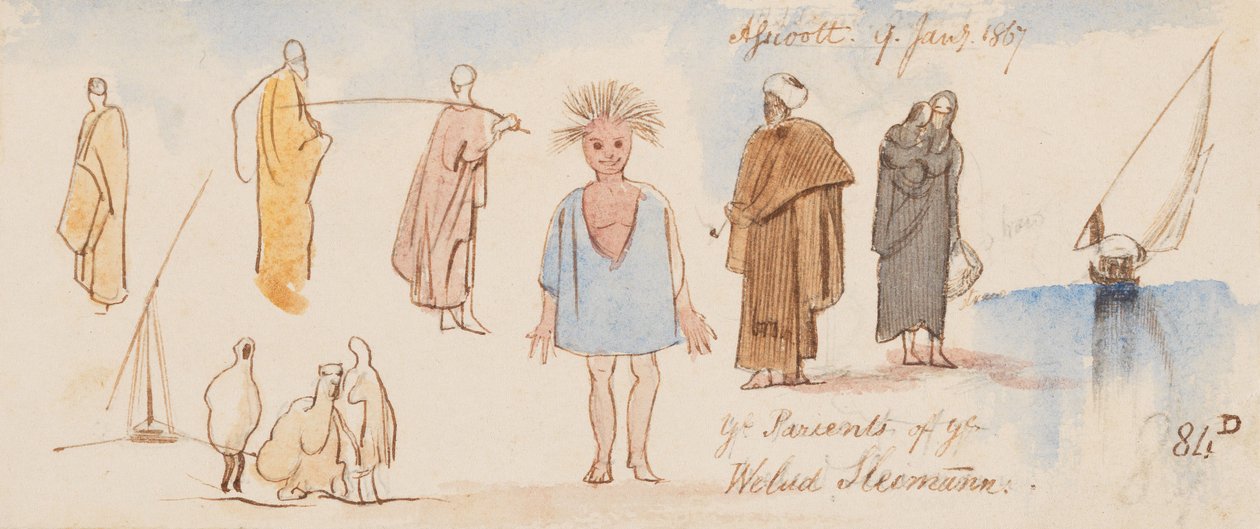Welud Sleimannin vanhemmat; Assioott [Asyut]; 9. tammikuuta 1867 (84D) tekijältä Edward Lear