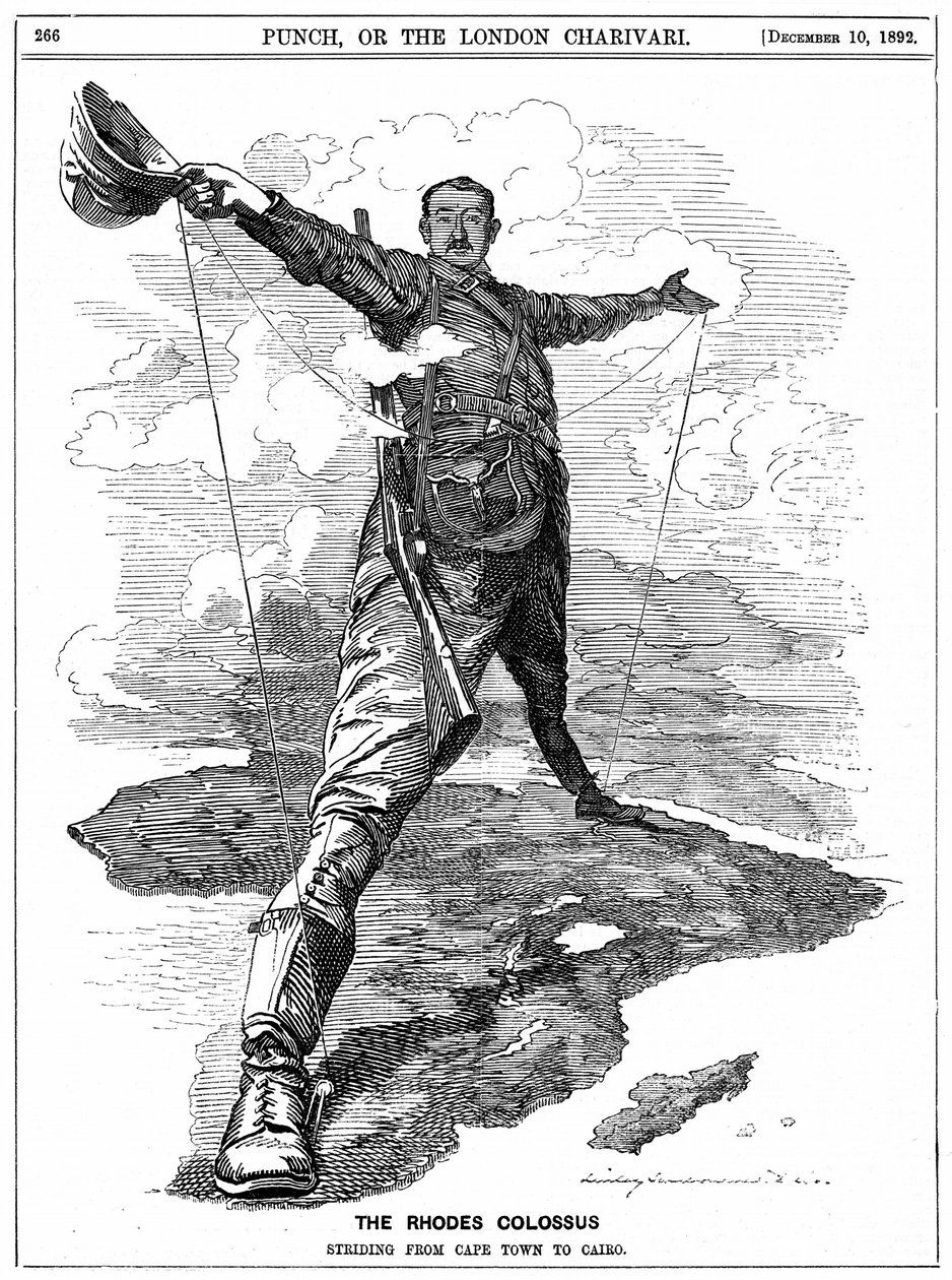 Cecil John Rhodes, "Punch" -lehdestä. tekijältä Edward Linley (after) Sambourne