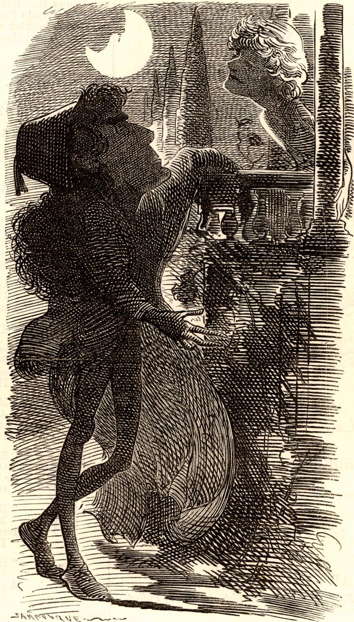 Henry Irving "Romeo ja Julia" -elokuvan parvekekohtauksessa tekijältä Edward Linley Sambourne