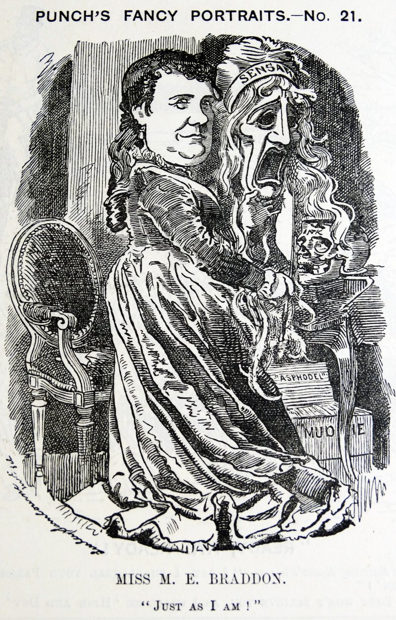 Kuvitettu muotokuva Mary Elizabeth Braddonista (Maxwell) tekijältä Edward Linley Sambourne