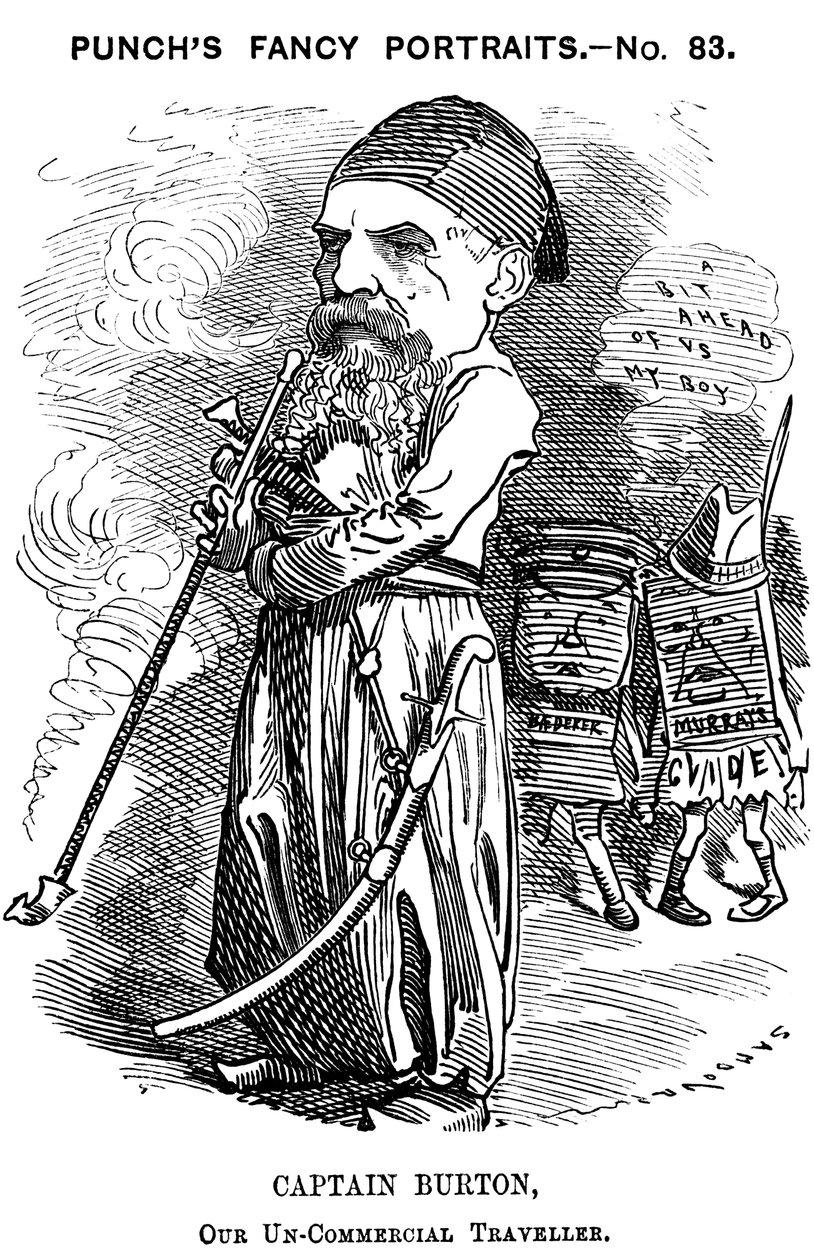 Richard Francis Burton, englantilainen tutkimusmatkailija ja orientalisti, 1882 tekijältä Edward Linley Sambourne