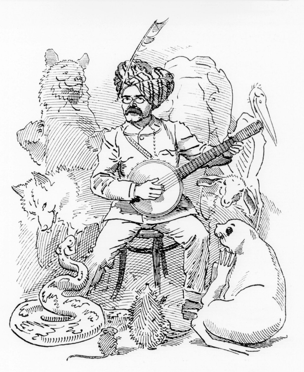 kuvitus Sambourne-sarjakuvalle Punchilta, Rudyard Kipling (piirustus) tekijältä Edward Linley Sambourne