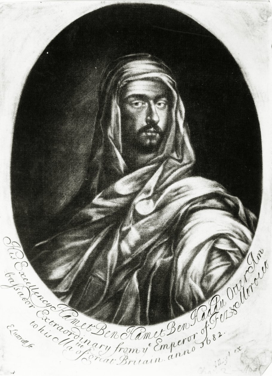 Hänen ylhäisyytensä Hamet Ben Hamet Ben Haddu Otter, julkaissut John Lloyd, 1682 (mezzotint) tekijältä Edward Luttrell