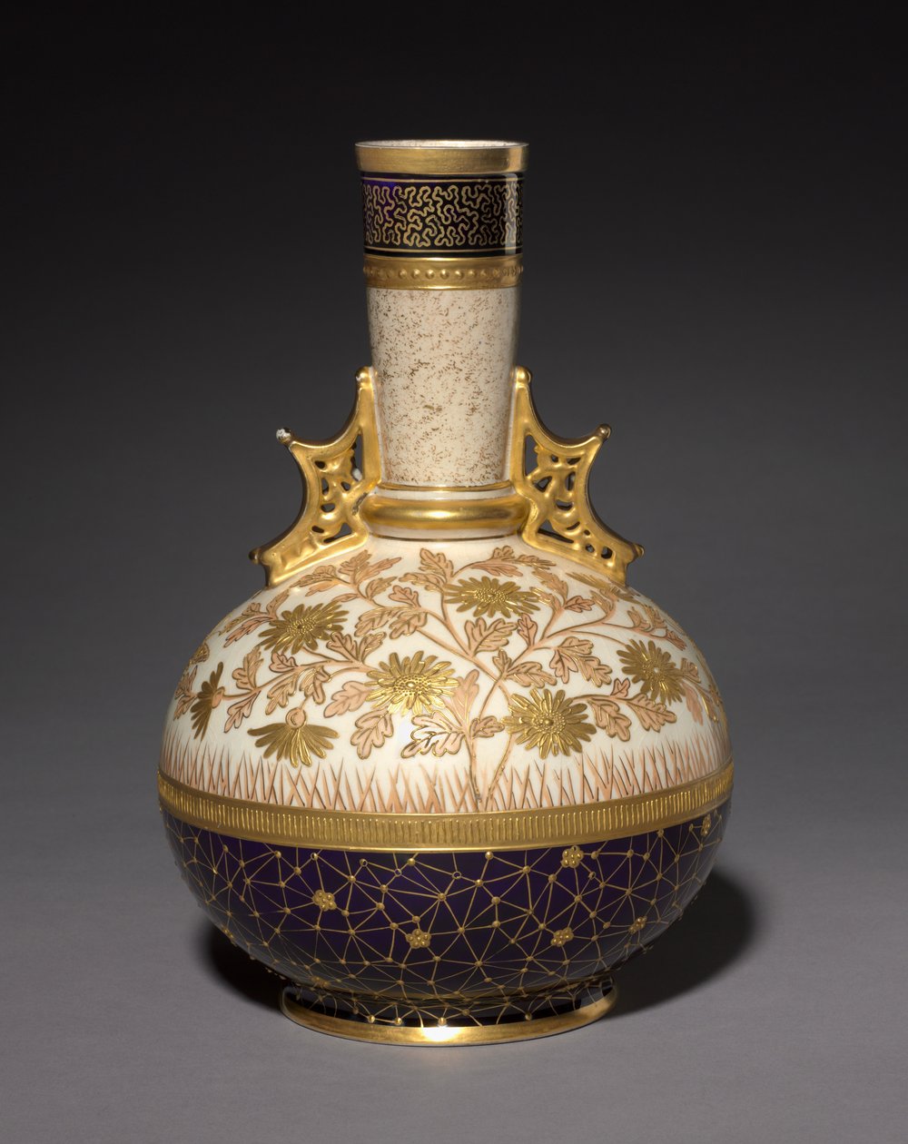 Maljakko, valmistaja Faience Manufacturing Company, USA, n. 1884-1887 tekijältä Edward Lycett