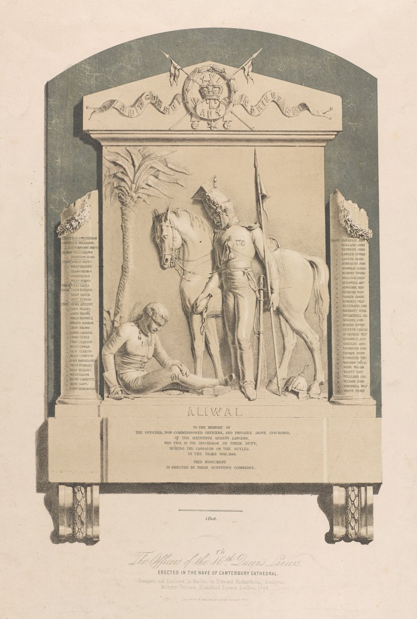 Aliwalin muistomerkki, Canterburyn katedraali, noin 1848 tekijältä Edward M. Richardson