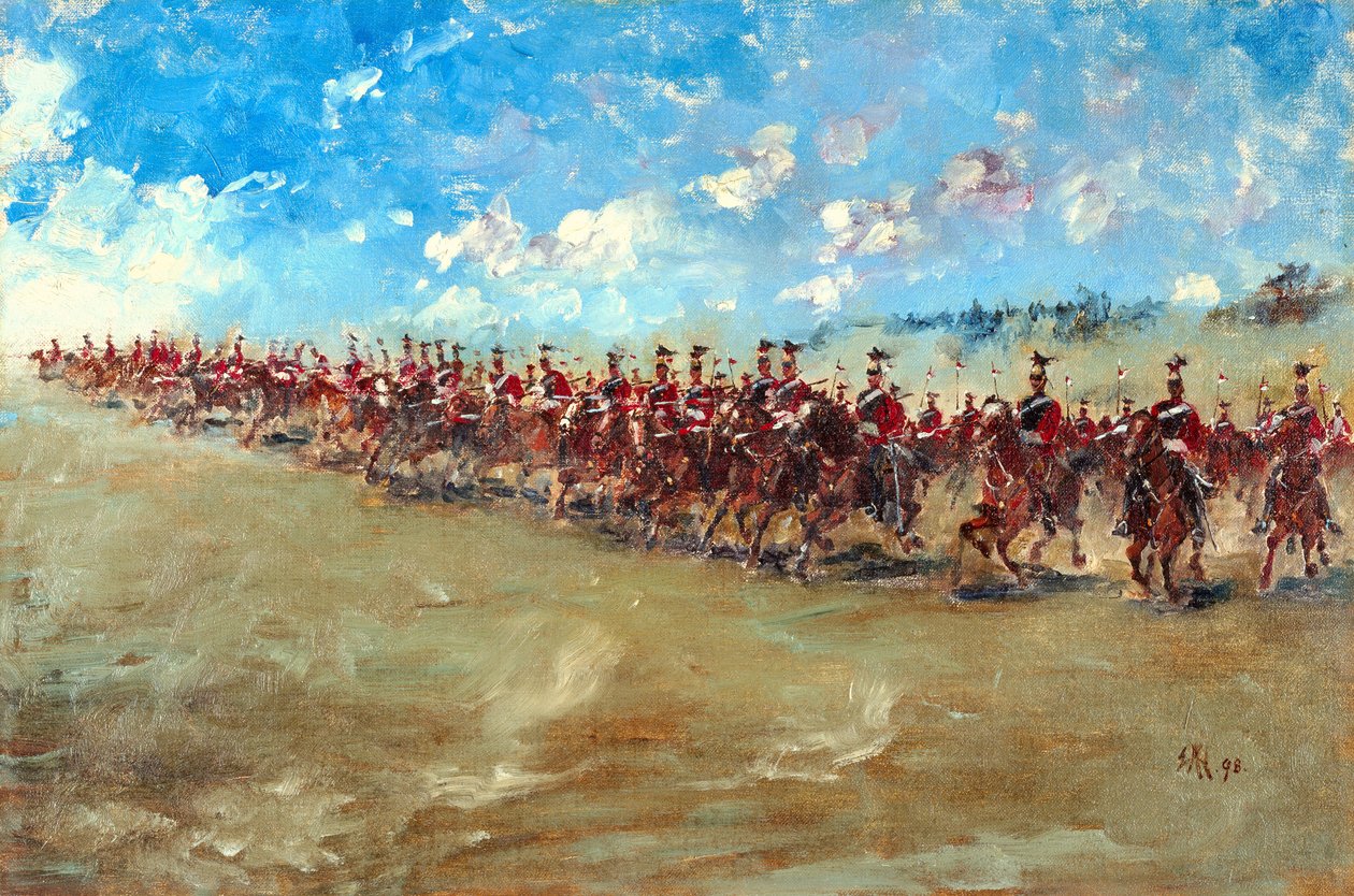 16th Lancers etenee laukkaa, 1898 tekijältä Edward Matthew Hale