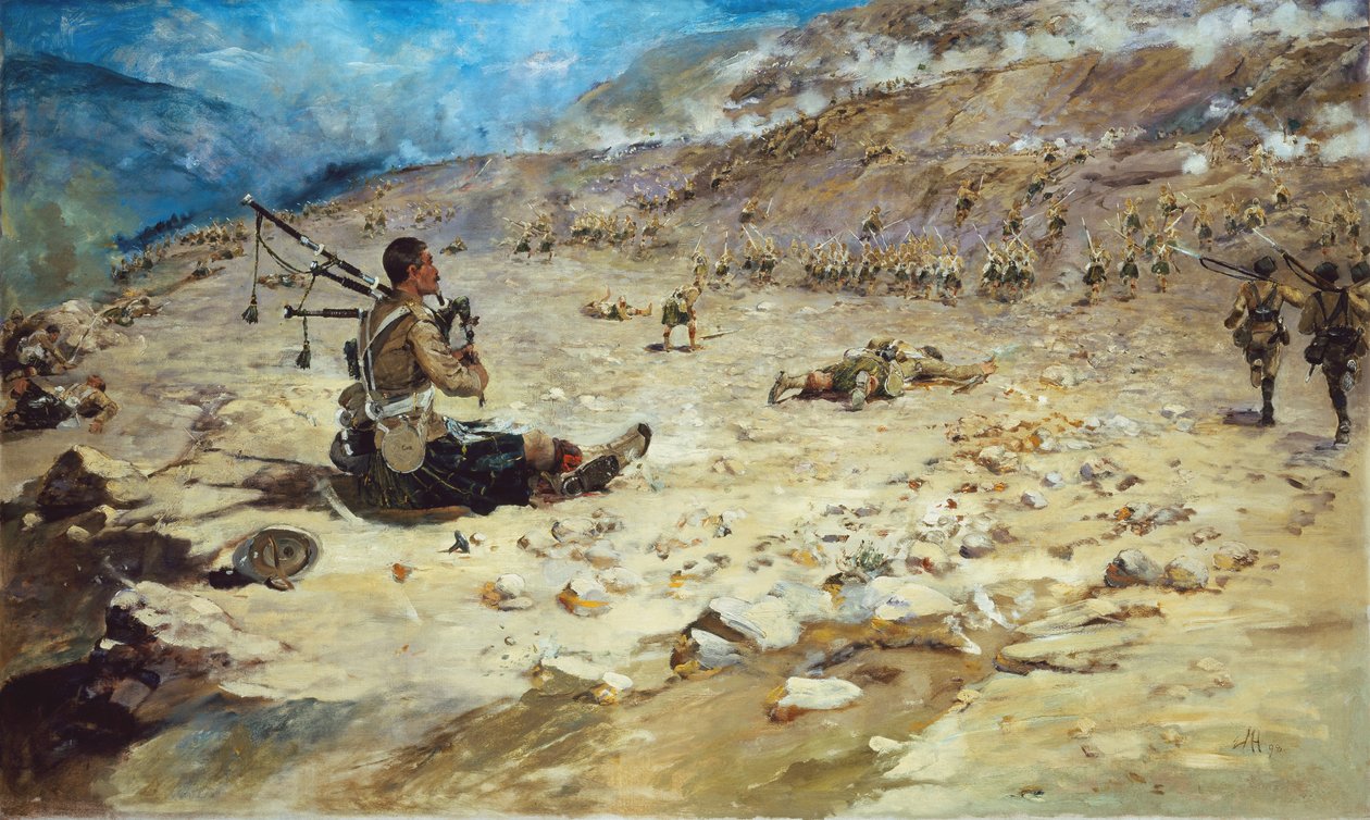 Piper George Findlater (1872-1942) Gordon Highlandersista, joka ansaitsi Victoria Crossin Dargaissa vuonna 1897, 1898 tekijältä Edward Matthew Hale