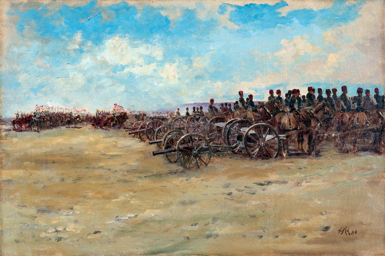 Royal Horse Artillery ja Lancers odottavat lähtöä, 1898 tekijältä Edward Matthew Hale